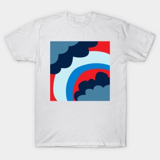 Pie in the sky - fire engine red, navy, denim blue T-Shirt